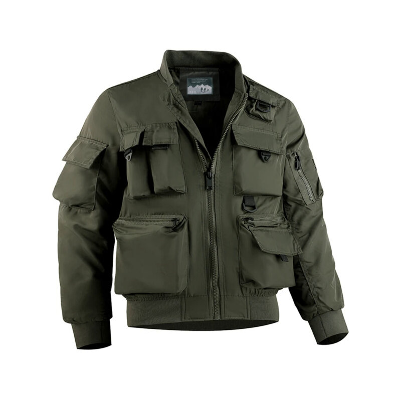 2023 Spring And Autumn Men's New Multifunctional Military Off-Road Jacket Multi-Pocket Simple Solid Color Casual