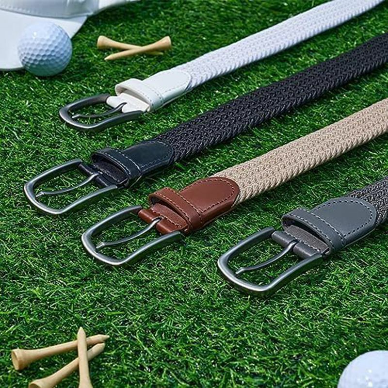Men's Belt Two Pack, Elastic Belt, Woven Casual Belt 1 3/8" with Gift Box.
