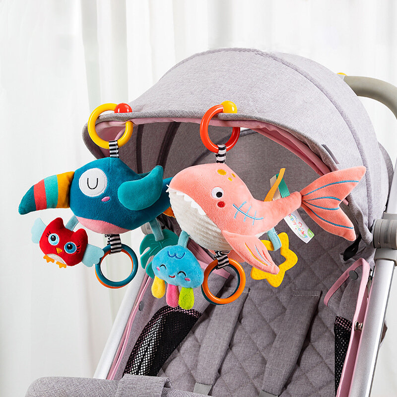 Newborn Babies Rattle 0-12 Months Stroller Hanging Toys Toddler Pram Toy Carriage Plush Stuff Bell Baby Development Games