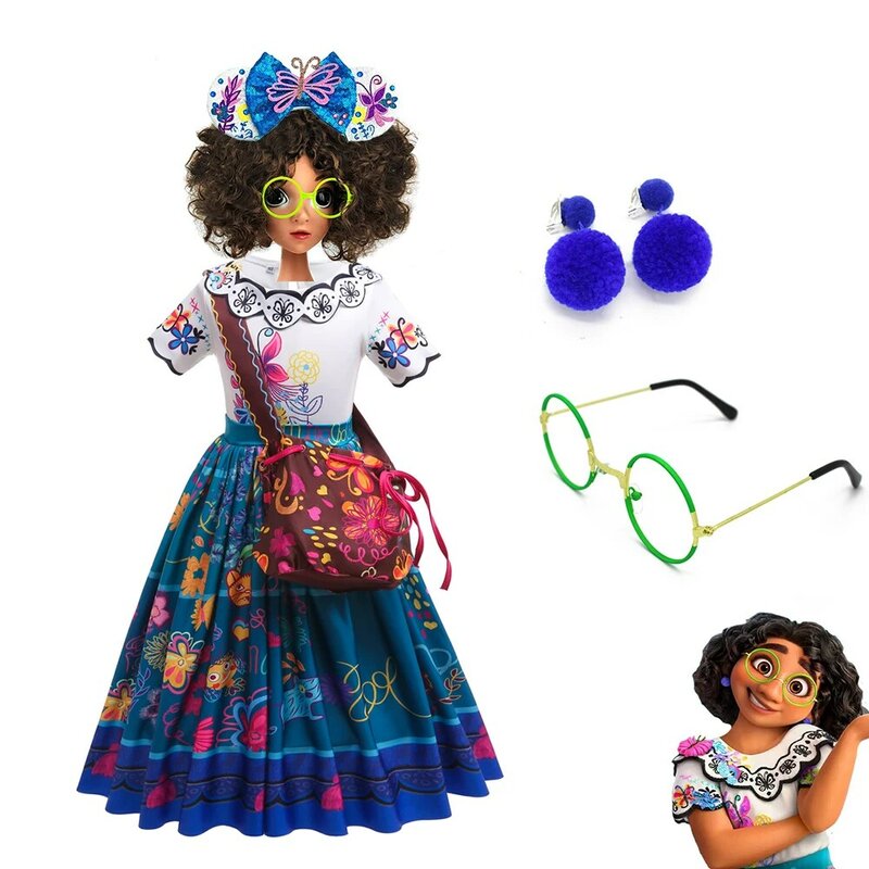 Disney Encanto kostium księżniczka strój urok dla dziewczynek Cosplay Isabela karnawał urodziny świąteczne dziewczyny torba na ubrania