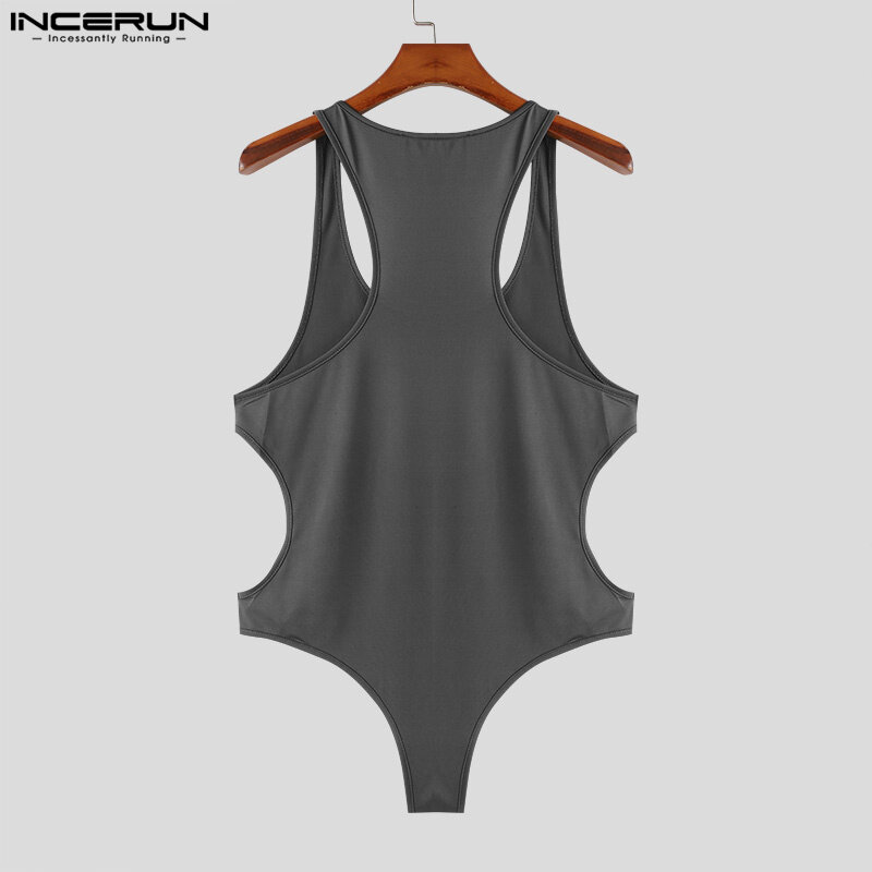 Sexy Style Men's Homewear INCERUN 2024 Personality Side Hollow Design Jumpsuits Casual Fashion Solid Sleeveless Bodysuits S-5XL