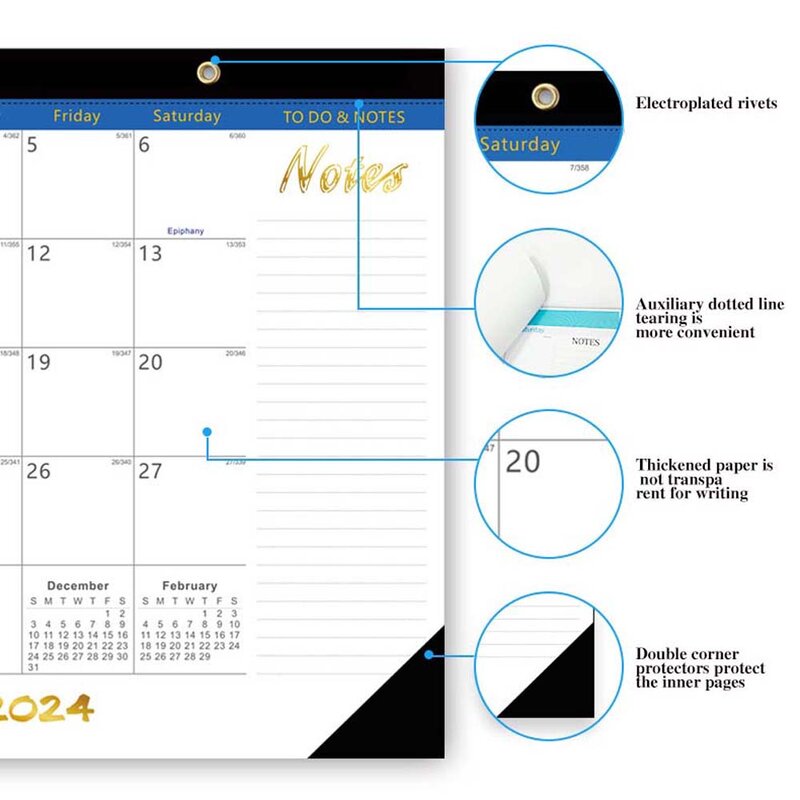Calendario de pared semanal 2024, planificador diario, papelería de oficina, suministros de papelería, organizador de Agenda, decoración del hogar