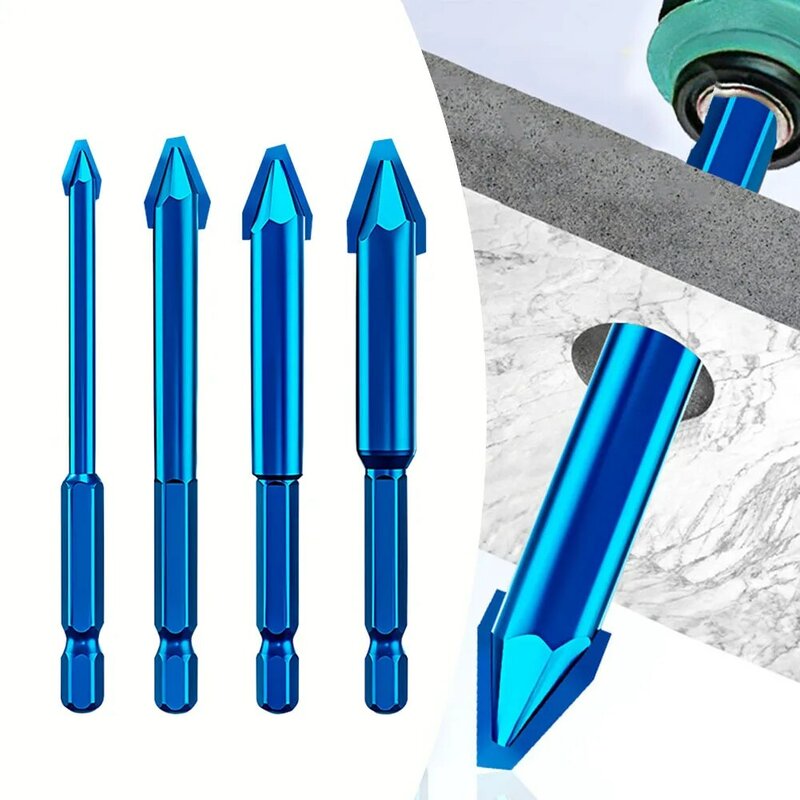 1PCS 6mm-12mm Eccentric Drill Blue Non-slip Hex Handle Triangular Bit For Rechargeable/hand/bench Drill For Ceramic Glass