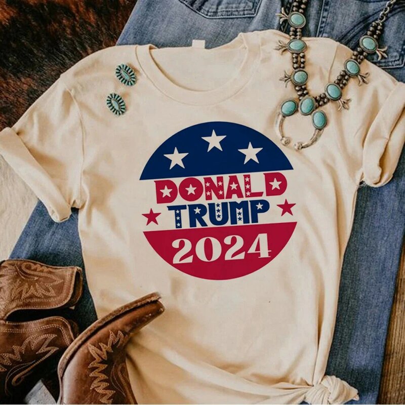 Camisetas de anime para mujer, ropa de cómic con estampado de Trump 2024