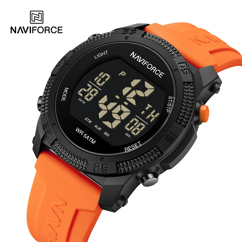 Naviforce Originele Elektronische Horloges Voor Mannen Luxe Mode 50M Waterdichte Siliconen Band Mannelijke Kalender Polshorloj Hombre