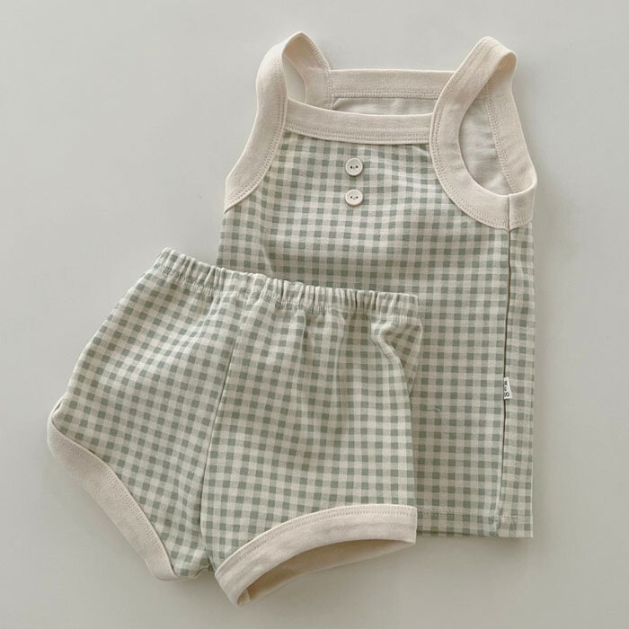 2023 Nieuwe Baby Mouwloze Kleding Set Jongen Meisje Zomer Dunne Katoenen Vest + Shorts 2 Stuks Pak Baby Outfits Peuter ademende Set