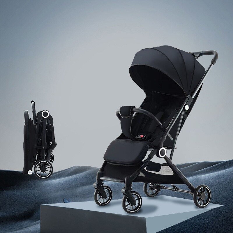 新生児用の超ポータブルベビーカー,1つのボタンが付いた折りたたみ式ベビーカー,座ったり横になることができます