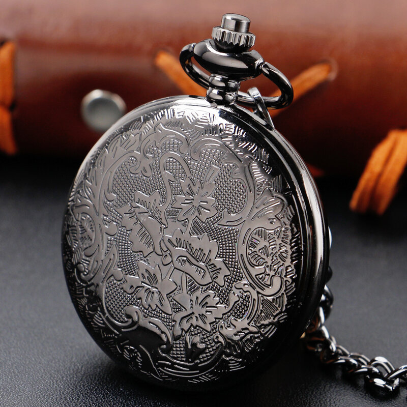 빈티지 로마 디지털 포켓 시계 블랙 모든 사냥꾼 남성 여성 석영 목걸이 포켓 시계 고리 시계 30cm 허리 후크 체인 선물