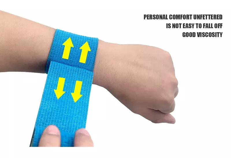 Bandages élastiques auto-adhésifs pour premiers secours, bracelet de sécurité, noir, entraînement et exercice, sport, 4.8m