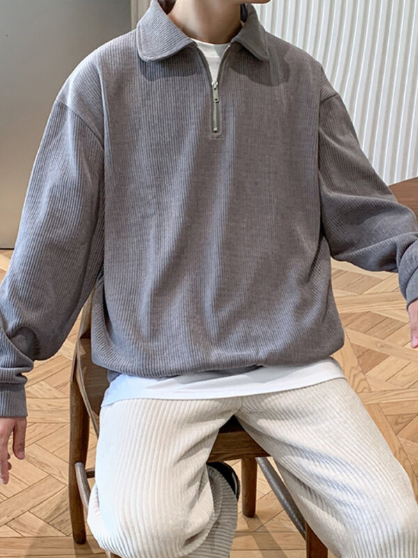Bluzy męskie jesień nowy nabytek w stylu amerykańskim Vintage luźny casualowy wzór jednolita odzież wierzchnia cały mecz Ropa Para Hombre Harajuku