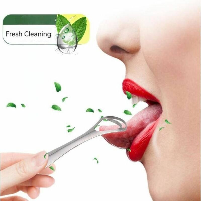 Reduce Bad Breath Double-deck Tongue Scraper Fresh Breath Tongue Cleaner Reusable Tongue Brush for Travel Home Adults Kids