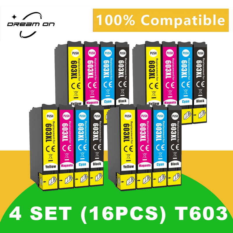Cartucho de tinta compatível para impressora Epson, 603 XL, E603, XP 2100, 2105, 3100, 3105, 4100, 4105, 2810, 2830, 603XL