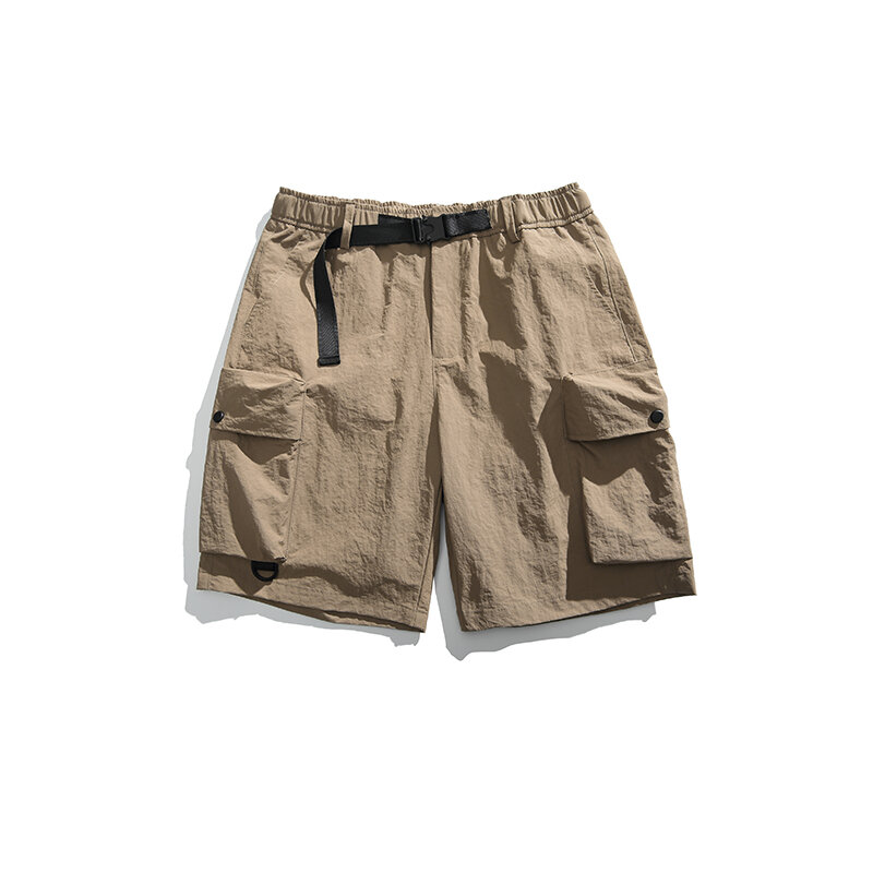Pantalones cortos de carga ligeros para hombre, Shorts militares tácticos con múltiples bolsillos, transpirables, color negro sólido, Verano