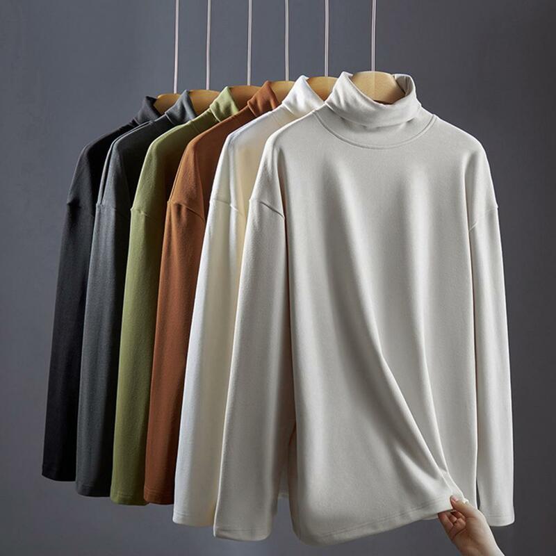 Szykowny, zimowy T-shirt z golfem, termiczny, miękki, elastyczny, antypilingowy męski T-shirt