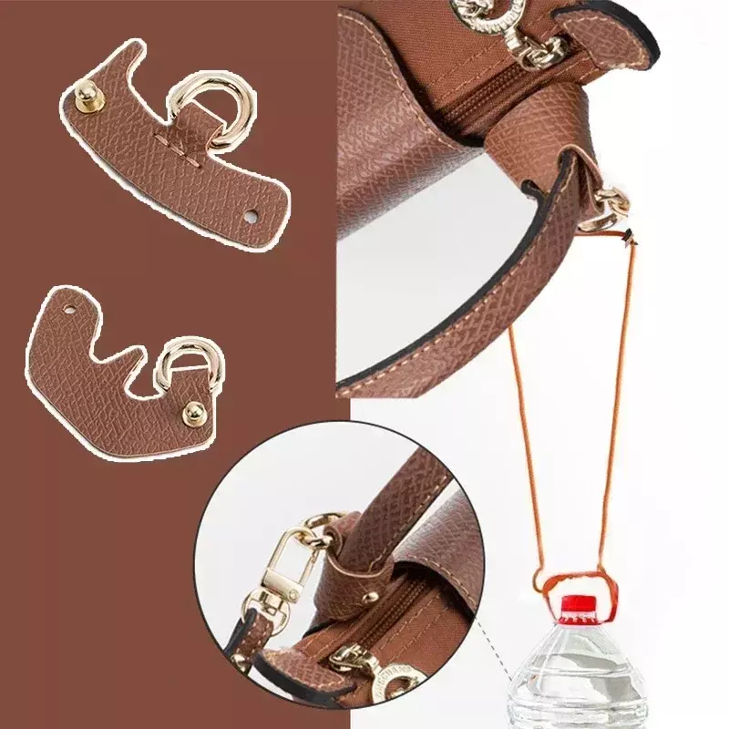 Correas de bolsos para Longchamp Mini bolso, correa de hombro de cuero genuino sin perforaciones ajustable, accesorios de conversión cruzada