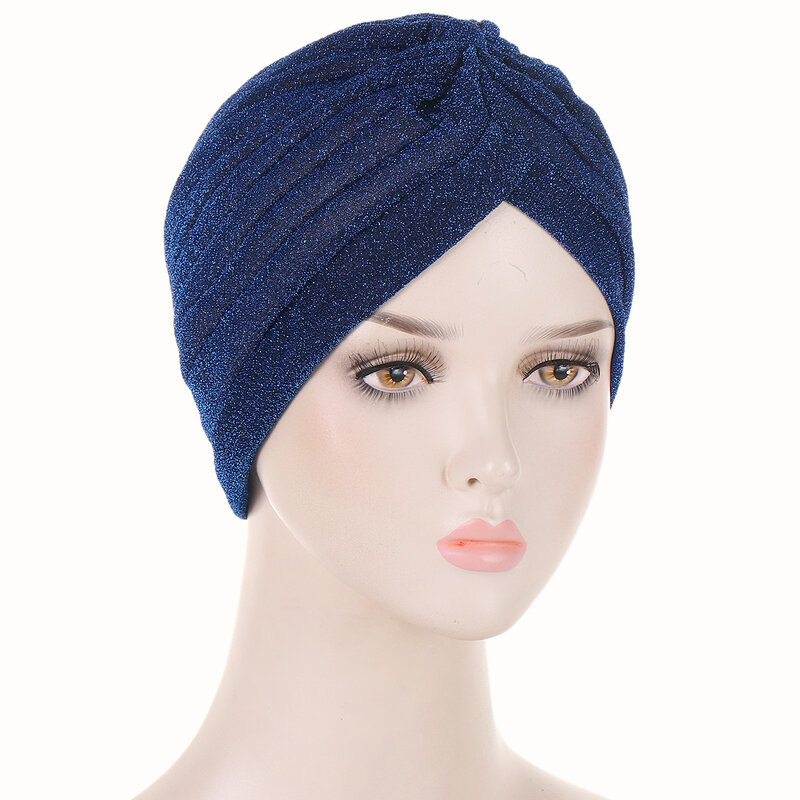 Women Shine Muslim Turban Bonnet Headbands Cap Autumn Winter Warm Headwear Casual Indian Hats  Hijabs