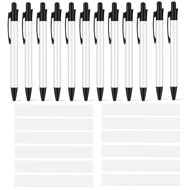 12 zestawów długopisy sublimacyjne puste sublimacyjny długopis z folia termokurczliwa do szkoły biurowej artykuły biurowe łatwy w użyciu
