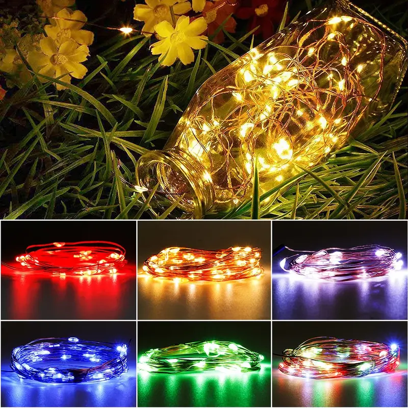 LED Fairy Lights Colorful Copper Wire USB Battery Powered Garland String Lights Waterproof Xmas Wedding Party Decors 2/3/5/10M