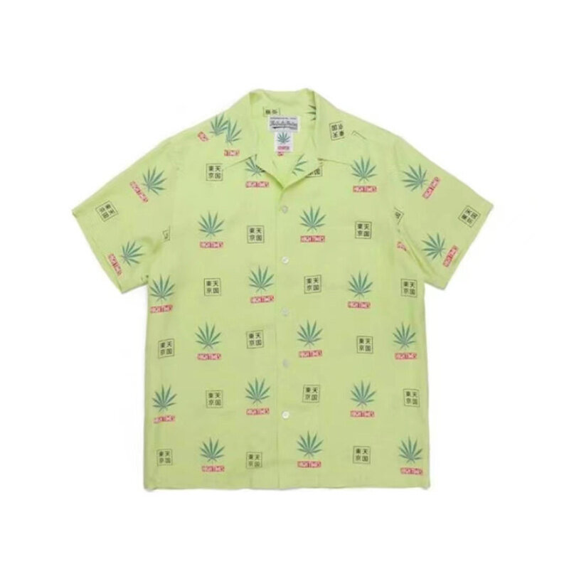 WACKO MARIA Camisa de manga curta para homens e mulheres, camisa havaiana casual, verão, nova multiestilo, marca de melhor qualidade, 24ss