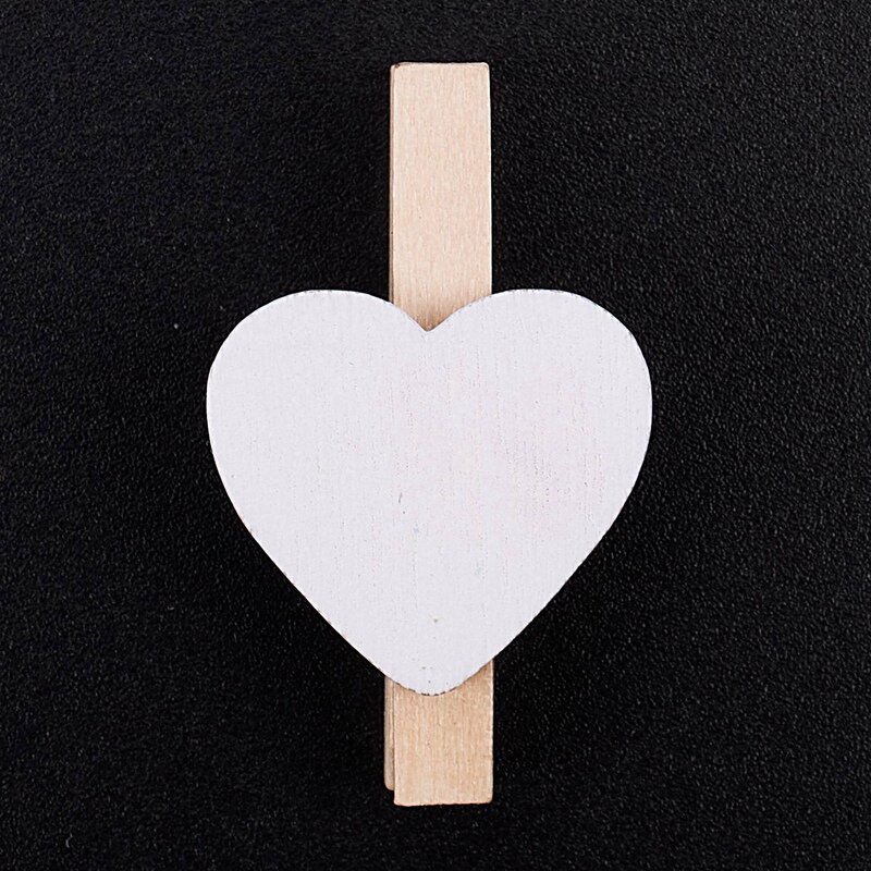 2X Small Mini Wooden Clothes Pegs / Decorative Pegs With Hearts , White