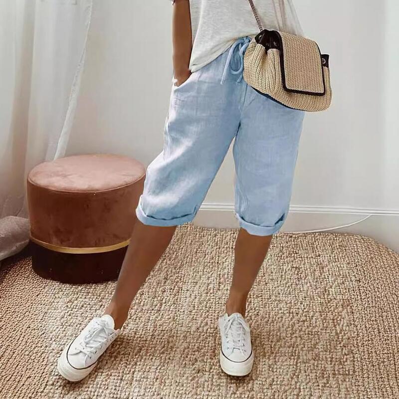 Luźny krój krótkie spodnie stylowa damska kolekcja szorty na lato elastyczny ściągacz w pasie wygodny krój swobodnych wędrówek na świeżym powietrzu