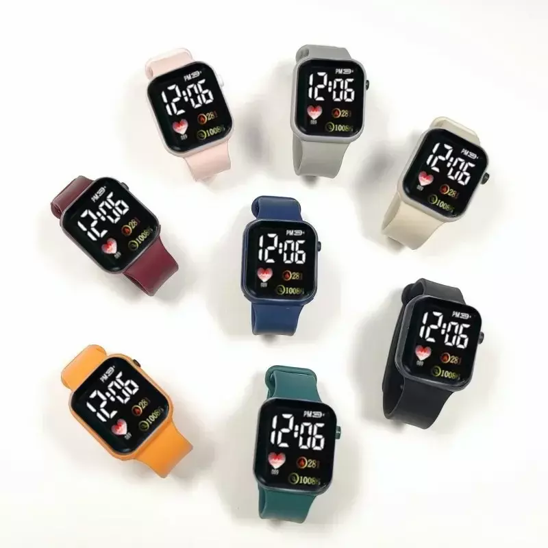 Jam tangan pintar tampilan Digital LED, jam tangan pintar olahraga Fitness tahan air untuk pasangan pelajar wanita