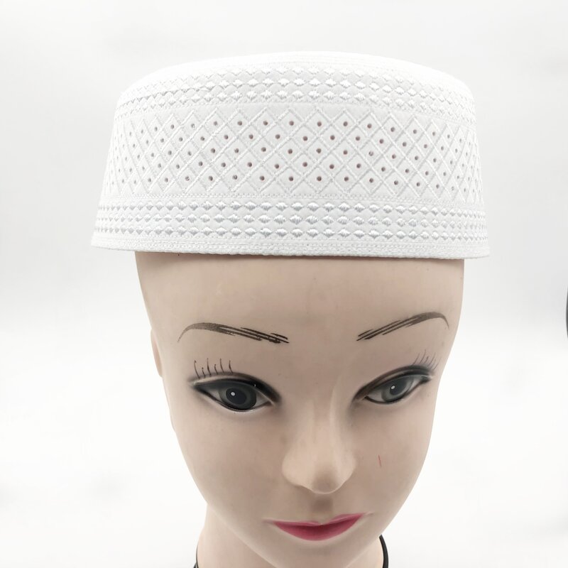 Topi Muslim untuk pria produk pajak pakaian Turki gratis pengiriman Topi Yahudi jaring doa Kippa Islami Kufi Topi putih 03274