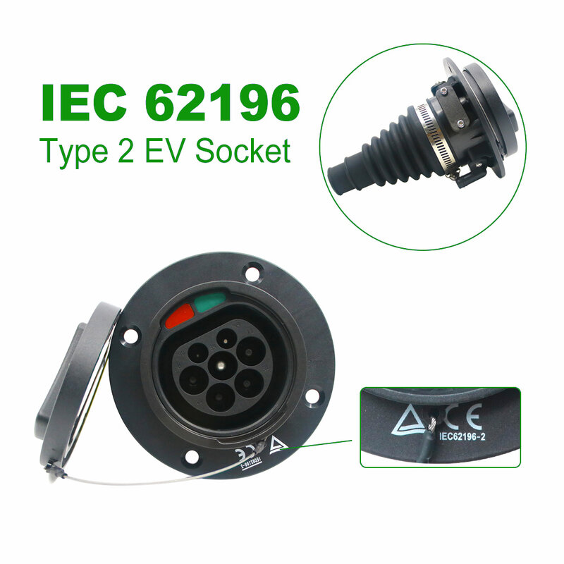 Enchufe de carga EV Tipo 2 IEC62196 para coche eléctrico, toma de corriente EVSE portátil, Cable de 1M
