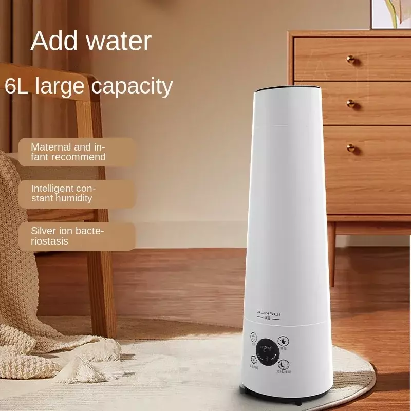 6L high-capacity atomization humidifier with water added, ultrasonic household air with high mist volume,