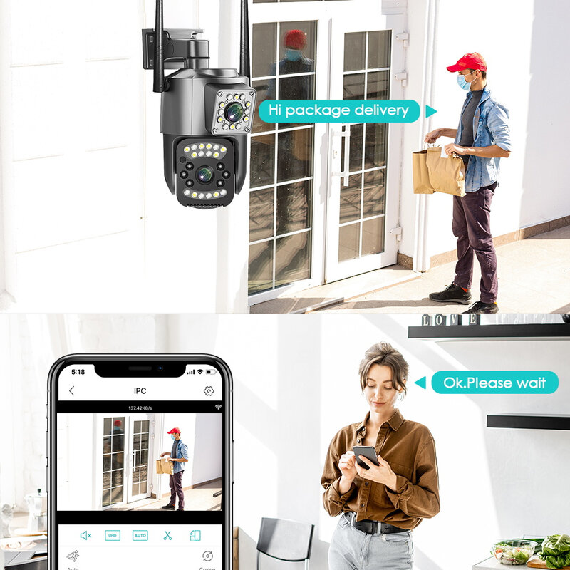 LLSee, V380 Pro、CCTV WIFI camera, 4K, 8MP, outdoor monitoring camera, infrared night vision, AI mobile tracking, IP security cam