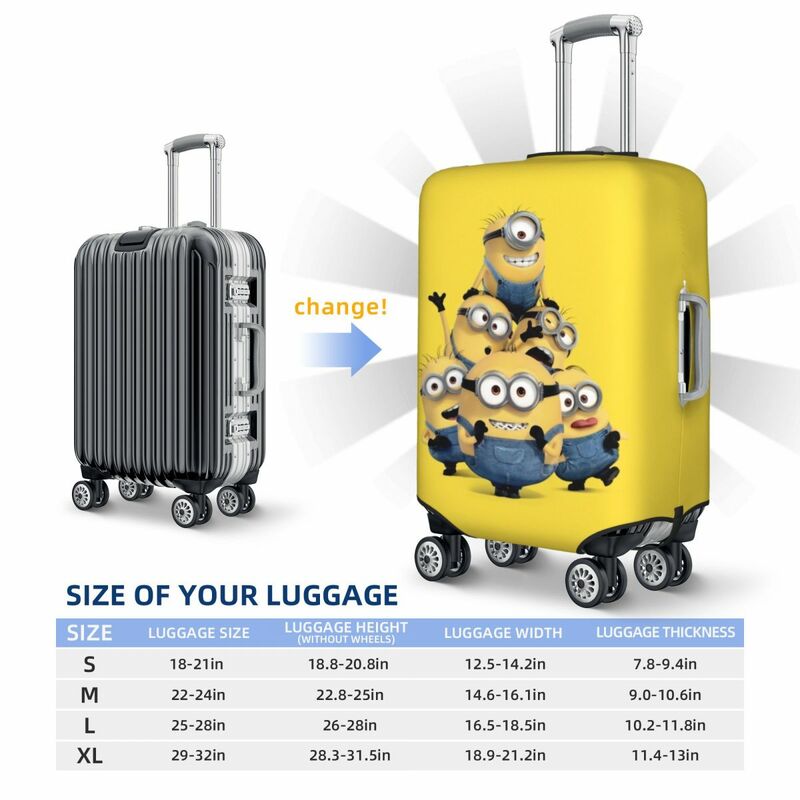 Juste de valise personnalisée Minions, housses de bagages lavables, protecteur pour 18-32 po