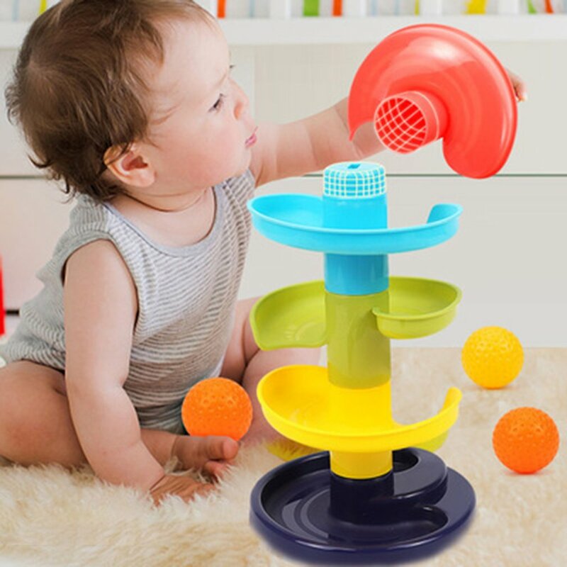 Infant Stacking Toys Early Learning Toys Puzzle Early Education Track Ball Jigsaw Stacking Geometry Shape Building Ball Tower