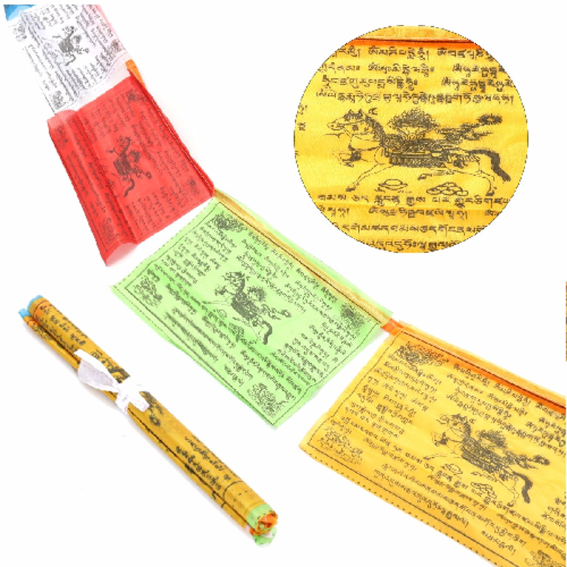 Bandeiras religiosas budistas, material tibetano, impressão colorida, bandeiras de jardim, seda artificial do tibete, pulmão
