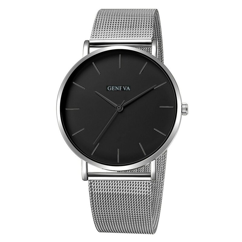 Men Wristwatch Fashion Exquisite Mesh Steel Alloy Strap Watch Daily Business Casual Simple All-Match Quartz Watches Reloj Hombre