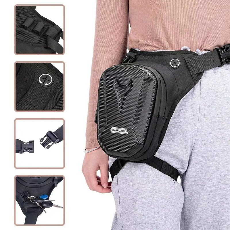 Motorcycle Drop Waist Leg Bag for Men Women Waterproof Hard Shell Leg Side Bag Fanny Pack Motorbike Hip Bum Phone Purse Leg Bag