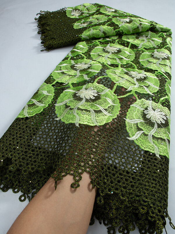 Новейшая африканская кружевная ткань Gipure 2023, Высококачественная нигерийская Водорастворимая кружевная ткань для женского свадебного платья TY3305