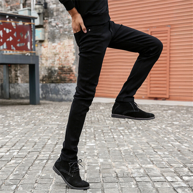 Czarne markowe męskie jeansy ze streczem 2022 wiosenne letnie nowe biznesowe dorywczo luźne proste spodnie jeansowe męskie jesienne obcisłe spodnie