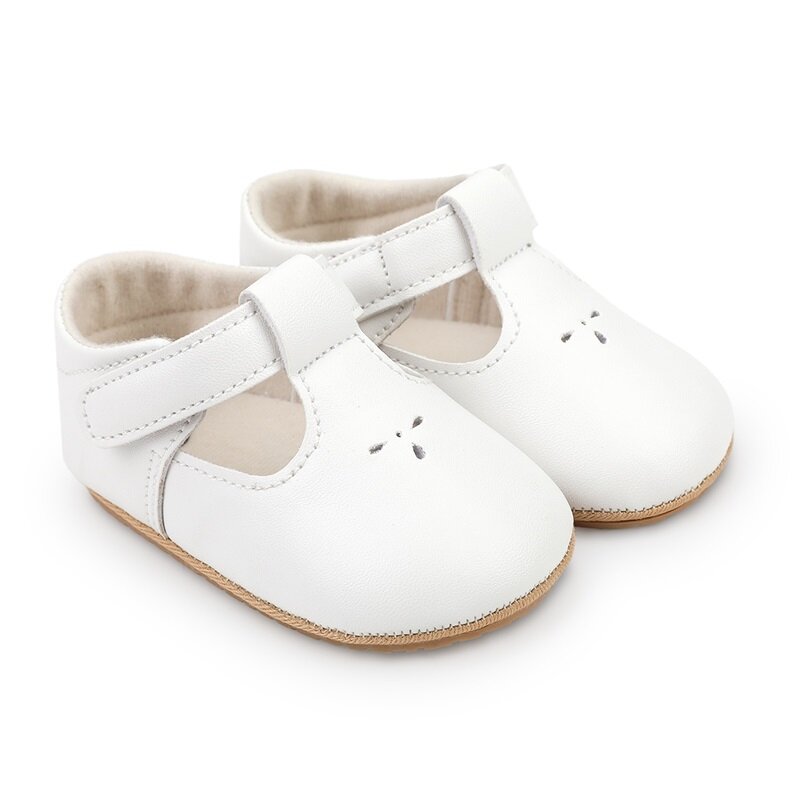 Tregren 0-18M Newborn Baby Girl Princess Shoes Infant Non-slip Flat PU Rubber Crib Shoes First Walkers