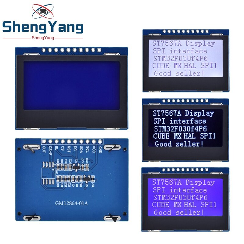 TZT 12864 SPI LCD 모듈, 128X64 SPI ST7567A COG 그래픽 디스플레이 스크린 보드, LCM 패널, 아두이노용 128x64 도트 매트릭스 스크린