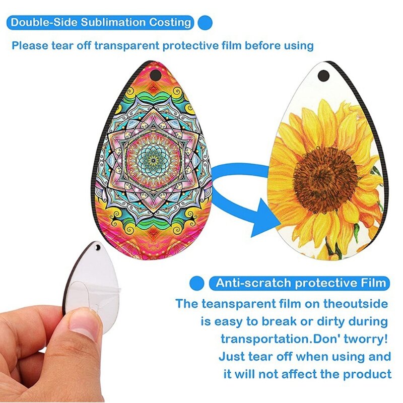 250 Pieces Double-sided Sublimation Blank Teardrop Earrings for Jewelry Making