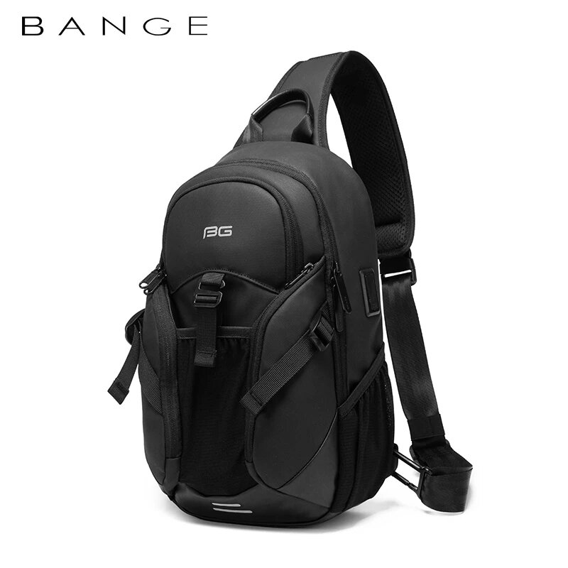 BANGE-Bolso de pecho impermeable para hombre, bolsa de viaje, ocio, negocios, deportes, mensajero, bandolera para correr