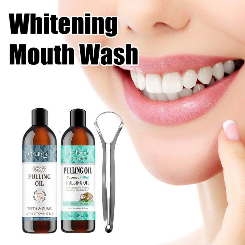 AMP-Bain de bouche à l'huile de menthe, MSI d'haleine pour les dents, blanchiment, frais, Chev, B6N0