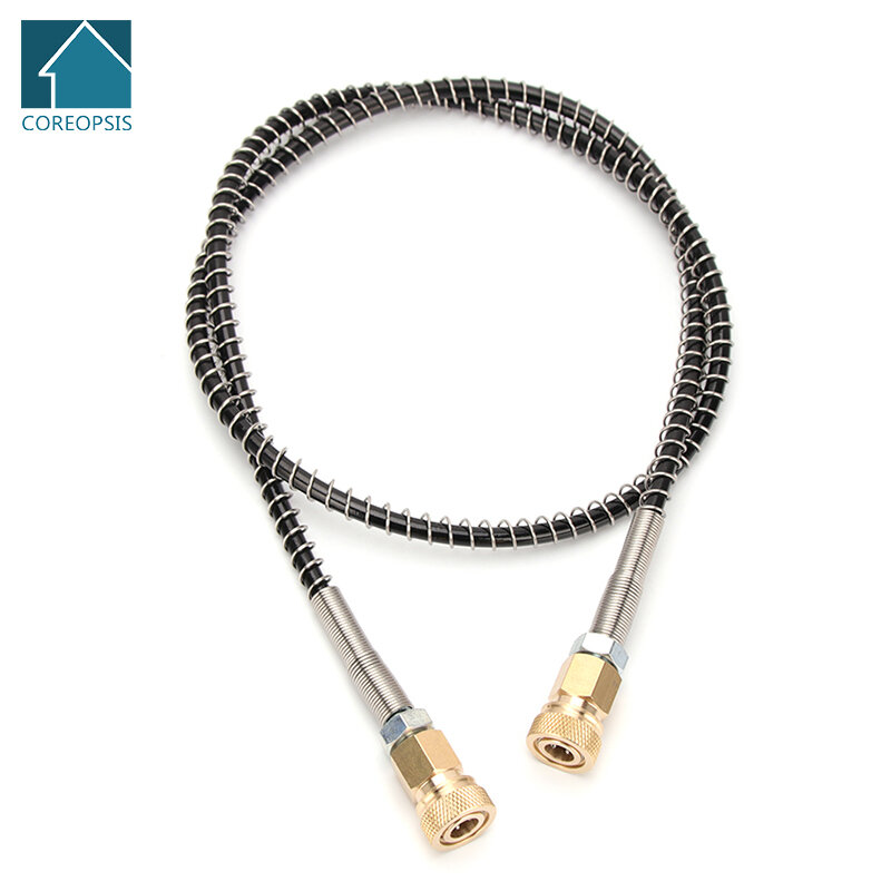 100cm High-Pressure Nylon Hose with M10x1 Thread Quick Connect Couplings 40Mpa PCP Pneumatics Air Refilling with Spring Wrapped