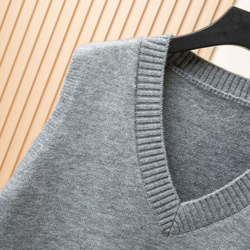 Plus rozmiar 7xl klasyczny styl męski sweter z dekoltem w serek