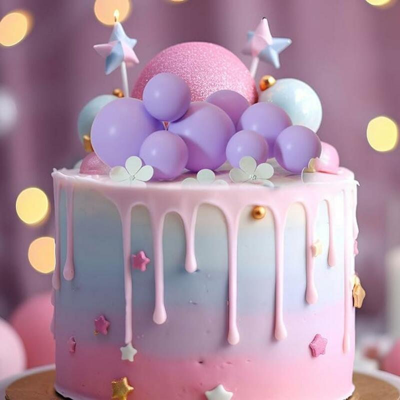 5 pezzi 2-4cm palline Cake Toppers Rose Gold Silver Balls Cake Topper per la festa di compleanno anniversario di matrimonio decorazioni per Baby Shower