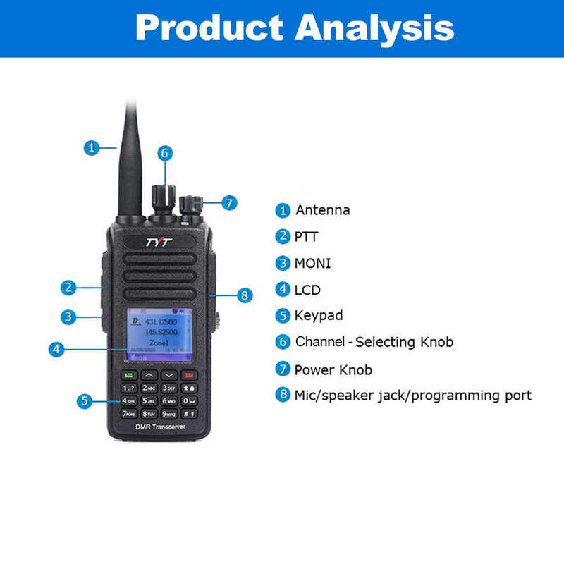 Walkie-talkie de largo alcance, Radio Digital IP67 de doble banda, 10W, TYT MD-UV390 PLUS, AES256, cifrado DMR, 136-174 y 400-480mhz, nuevo