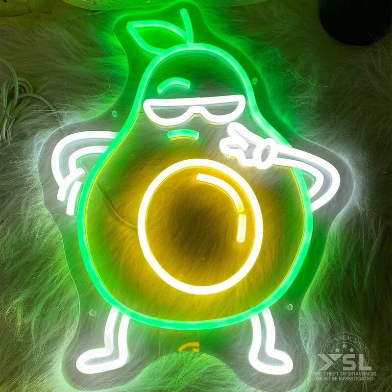 Wearing sunglasses pear shape neon signs for the living room restaurant decoration shop fruit shop to create an atmosphere