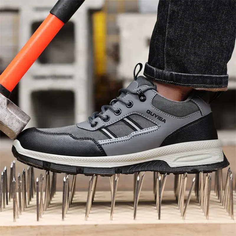 Новинка 2024, защитная обувь для мужчин со стальным носком, Противоударная Мужская рабочая обувь, мужские кроссовки, непрокалываемая неразрушаемая обувь