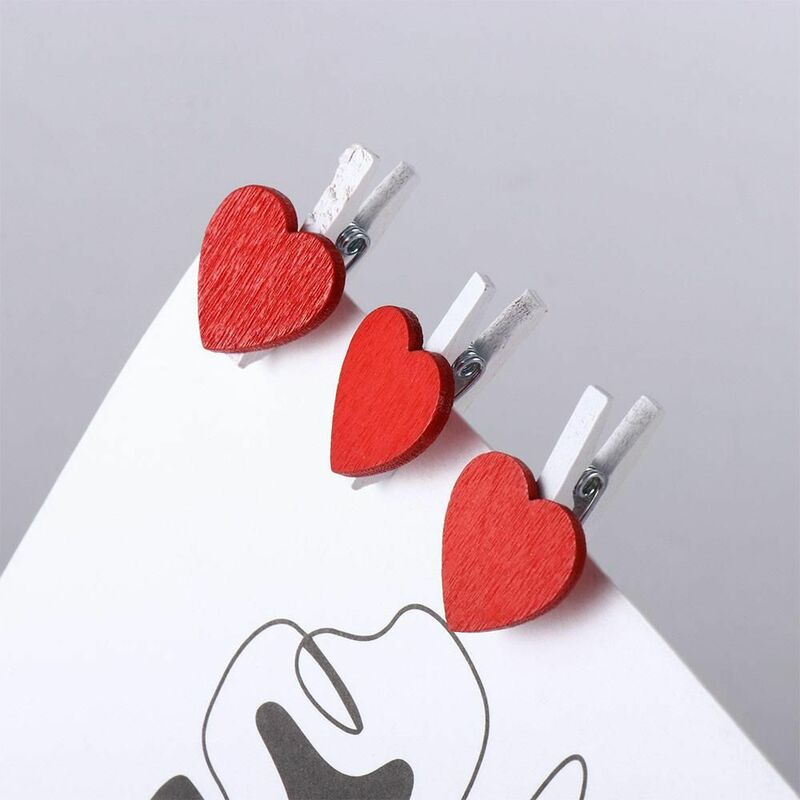 Craft Decoration 20Pcs/Pack Stationery Mini Clips Heart Love Wedding Decor Clothespin Wooden Clips Postcard Clips Photo Clips