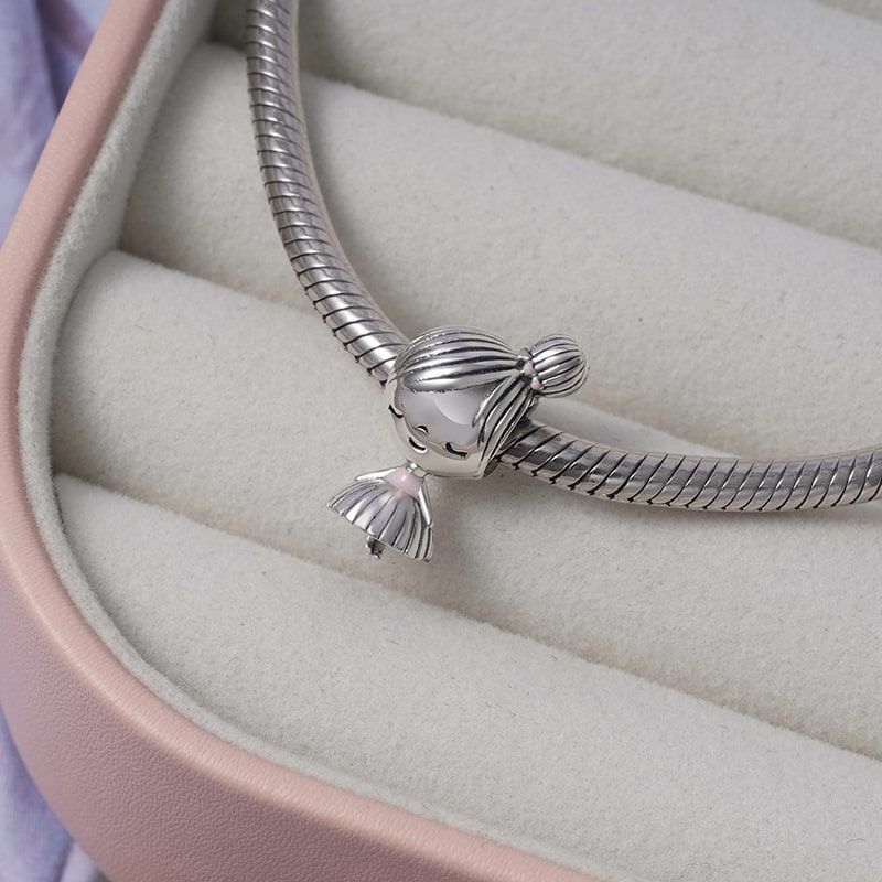 Pendentif couronne rose pour mère et fille, en argent Sterling 925, perle avec pince d'amour, adapté au Bracelet Pandora Original, nouvelle collection